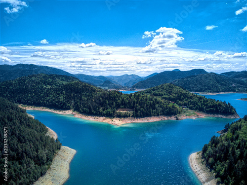 Принти на полотні Beautiful Zaovine Lake with crystal-clear turquoise water, resembling a tropical