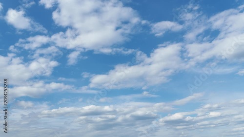 A beautiful blue sky with soft, white clouds, captured in a timelapse for an abstract background
