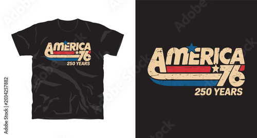America 76 250 years t-shirt design vector retro style.