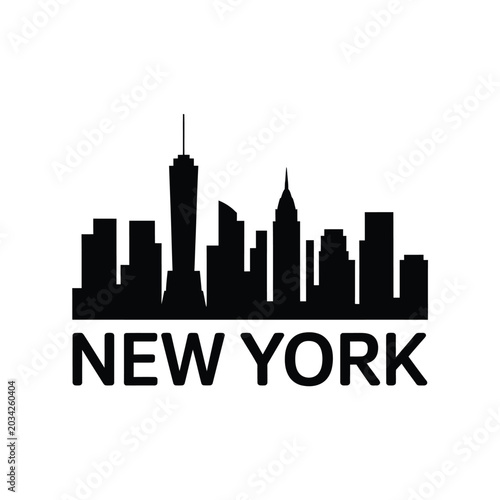 Canvas-taulu New York City Skyline Black Silhouette On White Background