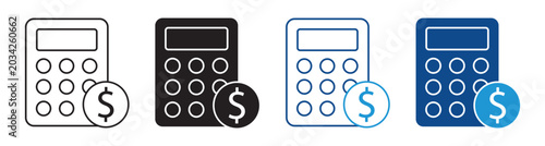 Фотография Finance Calculator Icon Set Vector Flat and outline Design Accounting Collection