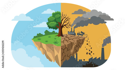 Konstfotografi Environmental contrast illustration depicting ecological balance and industrial