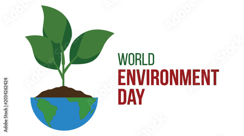 Bild auf Leinwand Green leaves sprouting from earth globe vector illustration