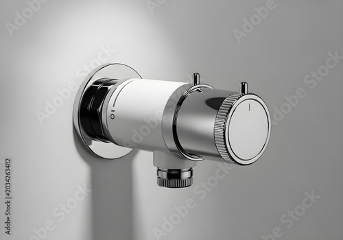 Modern bathroom valve with temperature control and sleek chrome finish