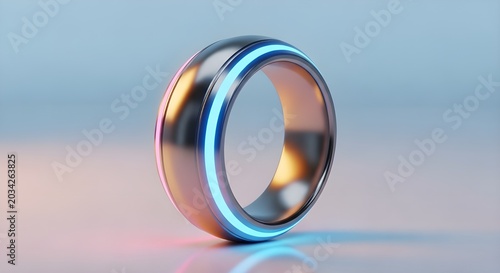 Futuristic smart ring with neon illumination product visualization