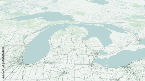 Konstfotografi Modern minimalist vector map of Michigan state, USA