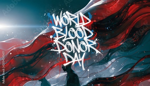 World Blood Donor Day conceptual banner with abstract red waves