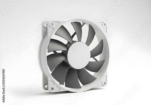 Computer cooling fan isolated on white background pc hardware component