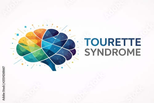 Neurodiversity brain concept with colorful geometric design, Tourette Syndrome