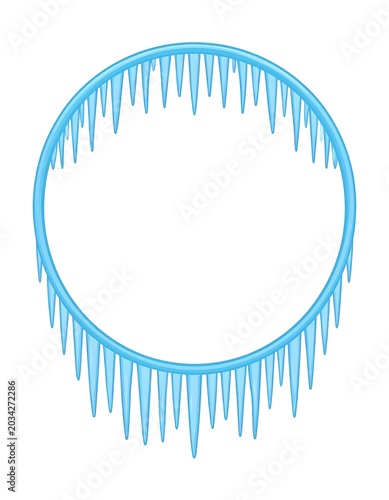 Icy circular frame with hanging icicles