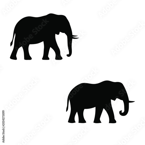 Photography African Elephant Silhouettes Set Minimalist Black Wild Animals Vector Icons