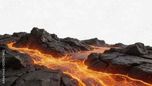 Lava flow over rocky terrain