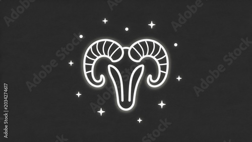 Aries zodiac symbol with stars