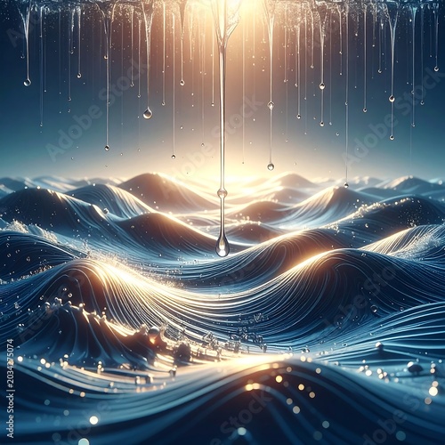 Icy water waves with glowing light source