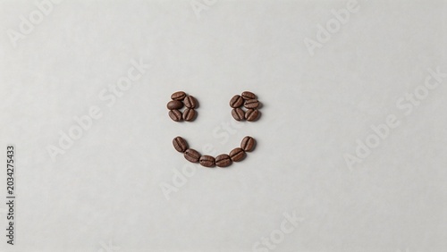 Coffee beans arranged as smiley face