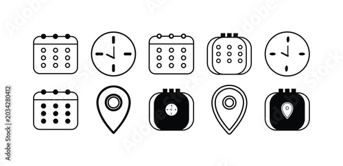 Slika na platnu Black and white of various clocks, timers, and hourglasses sand timer stopwatch