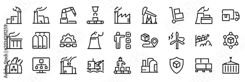 Photos Industrial Production and Energy Line Icons Set