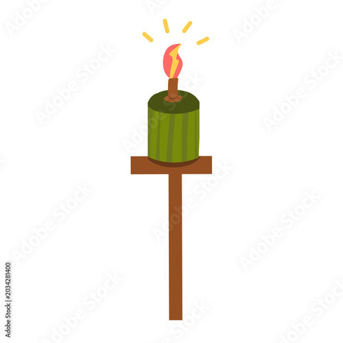 Bamboo Torch with Burning Flame