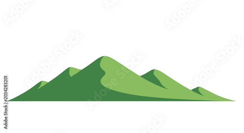 Simple landscape illustration of rolling green hills or mountains under a white sky for a natural outdoor background.