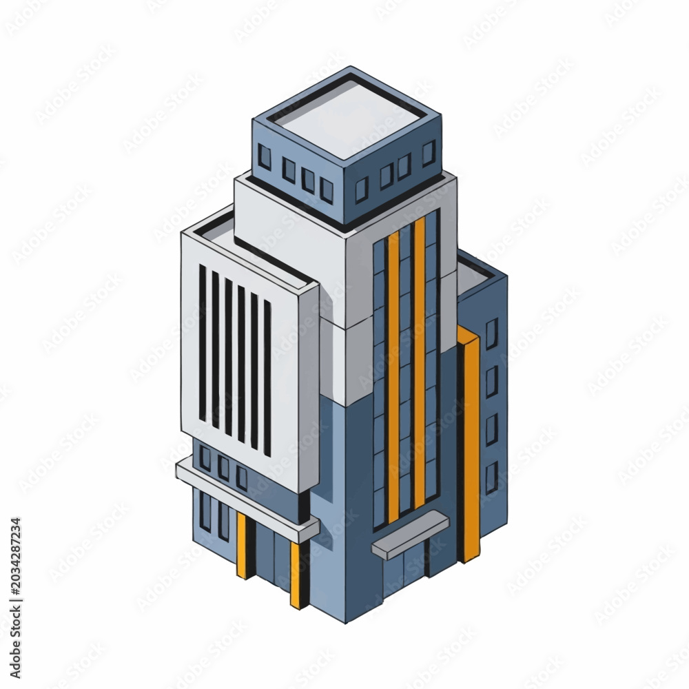 Fototapeta premium Modern Isometric Office Building Illustration.
