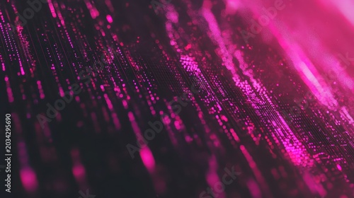 Abstract visualization of digital cyber threats attacking a secure network with vibrant pink and purple data streams, representing an imminent security breach.