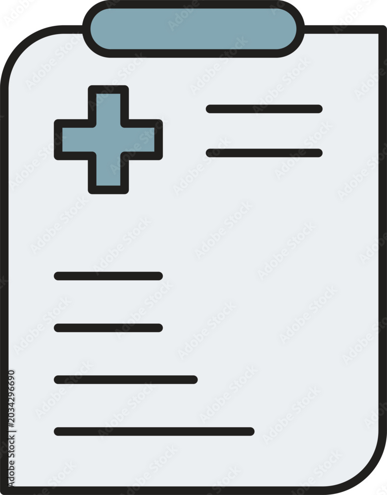 Obraz premium Simple medical document icon with plus sign