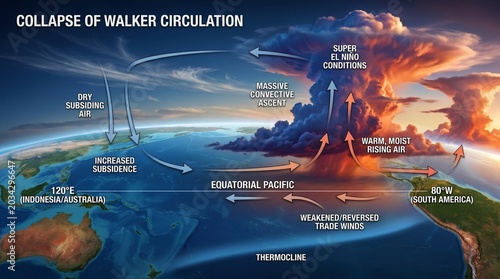 Super El Niño Collapse of Walker Circulation and Super El Nino Conditions in Equatorial Pacific