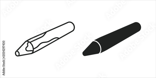 фотографія Black and white outline of a pencil and silhouette of a pen