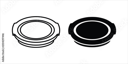 Принти на полотні Black and white oval shape with circular border and concentric rings