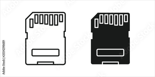 Foto Two s d memory cards black and white outline style