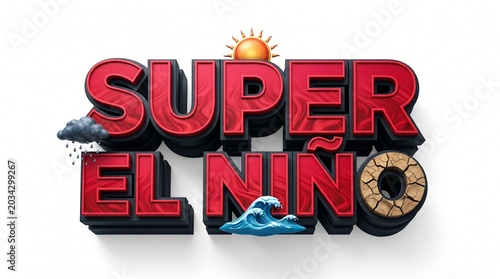 Super El Niño Super El Nino Weather Phenomenon with Sun Rain and Drought