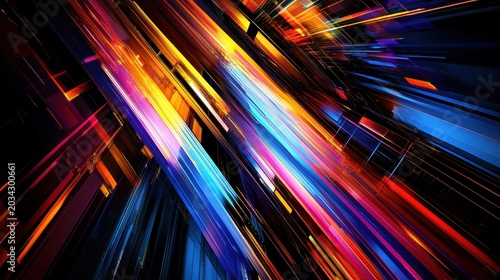 Vibrant Abstract Digital Streaks of Light and Color in Modern Futuristic Design