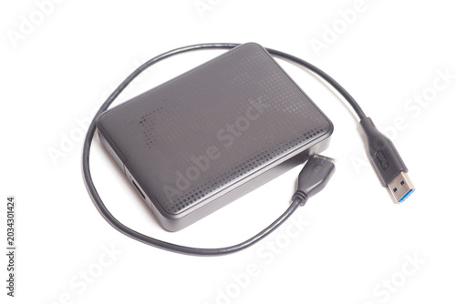External hard drive isolated on white background