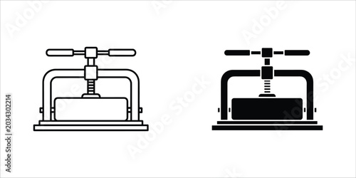 Obraz na plátne Black and white of industrial bookbinding press machines