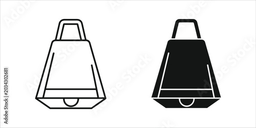Quadro su tela Black and white silhouettes of cowbells outline
