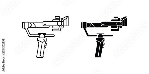 Photos Two black and white line of handheld camera gimbals