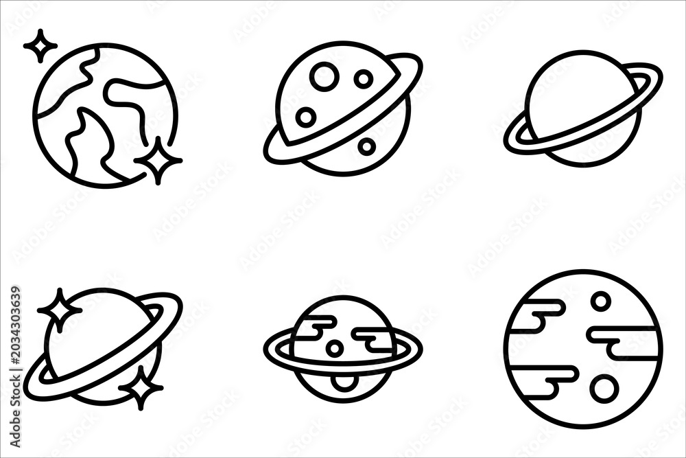 Fototapeta premium Planet Icon Set on white background