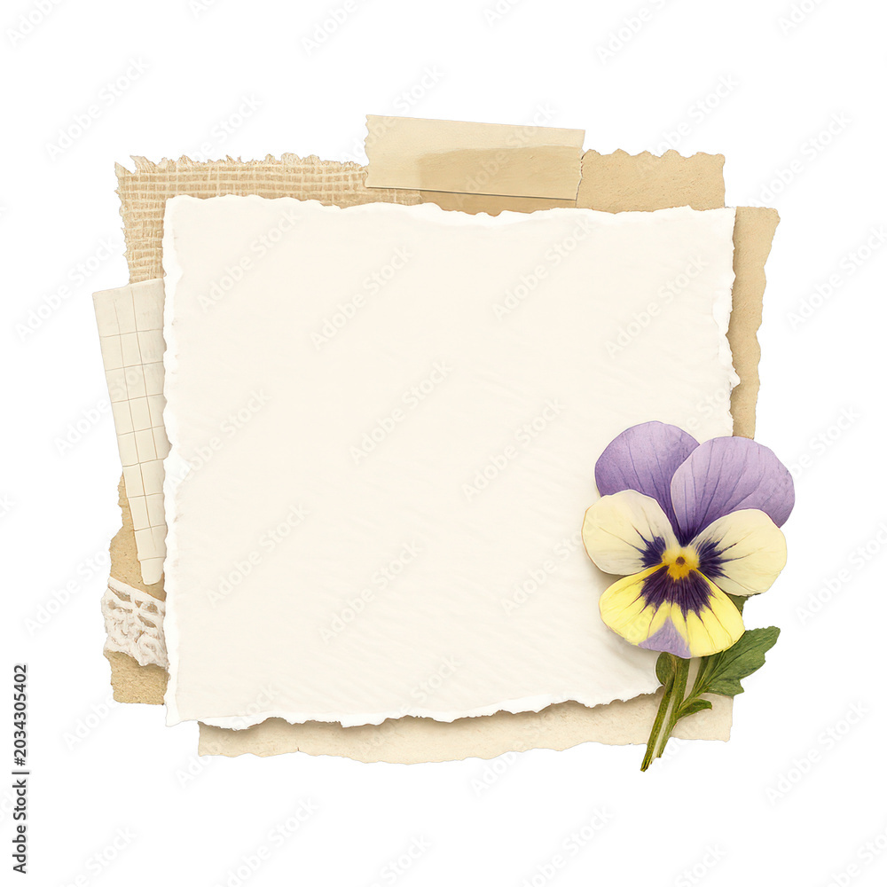 Fototapeta premium PNG Vintage floral paper collage