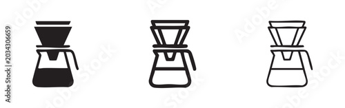 Принти на полотні Pour-Over Coffee Maker Icons Set, Manual Glass Dripper and Carafe, Artisan Coffe