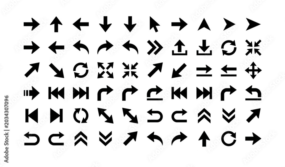 Naklejka premium Minimal black arrows and cursor icon pack modern vector navigation symbols