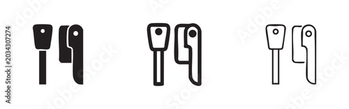 Foto Knife and cleaver icon set for kitchen or butchery in solid, outline, and line art styles