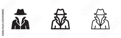 Foto Detective or spy anonymous icon set