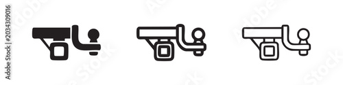 Canvastavla Trailer hitch or tow bar icon set for vehicles and towing in solid, bold, and thin outline styles