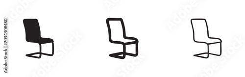 Photos Chair icons set, cantilever style, filled and outline