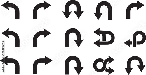 Cuadro en lienzo Arrow Navigation Icon Set Undo Redo Direction Silhouette Vector Illustration Col