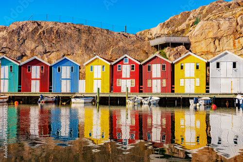 Bunte Fischerhütten in smögen, Schweden