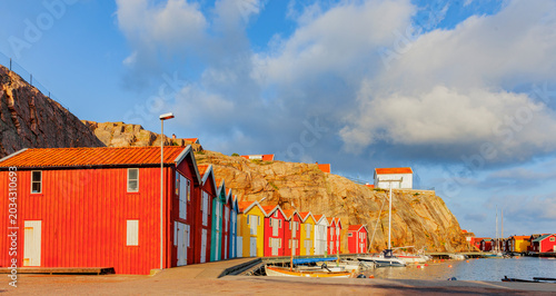 Bunte Fischerhütten in smögen, Schweden