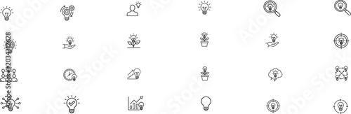 Φωτογραφία Light bulb icon set, visualization creative thinking, process generating idea