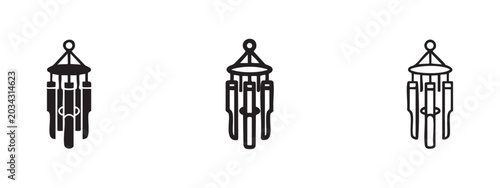 Foto Wind chime hanging decoration icon set, garden accessory, hand drawn doodle sket