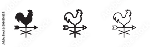 Принти на полотні Rooster Weather Vane Icon Set, Weathercock Wind Direction Indicator, Farm Weathe